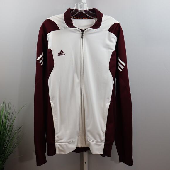 Adidas Climalite Scorch Track Jacket White Maroon Size XL - Picture 1 of 4